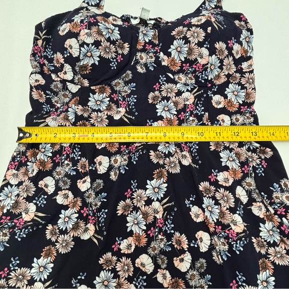 AUW Navy Floral Halter Dress Pockets - Picture 6 of 15